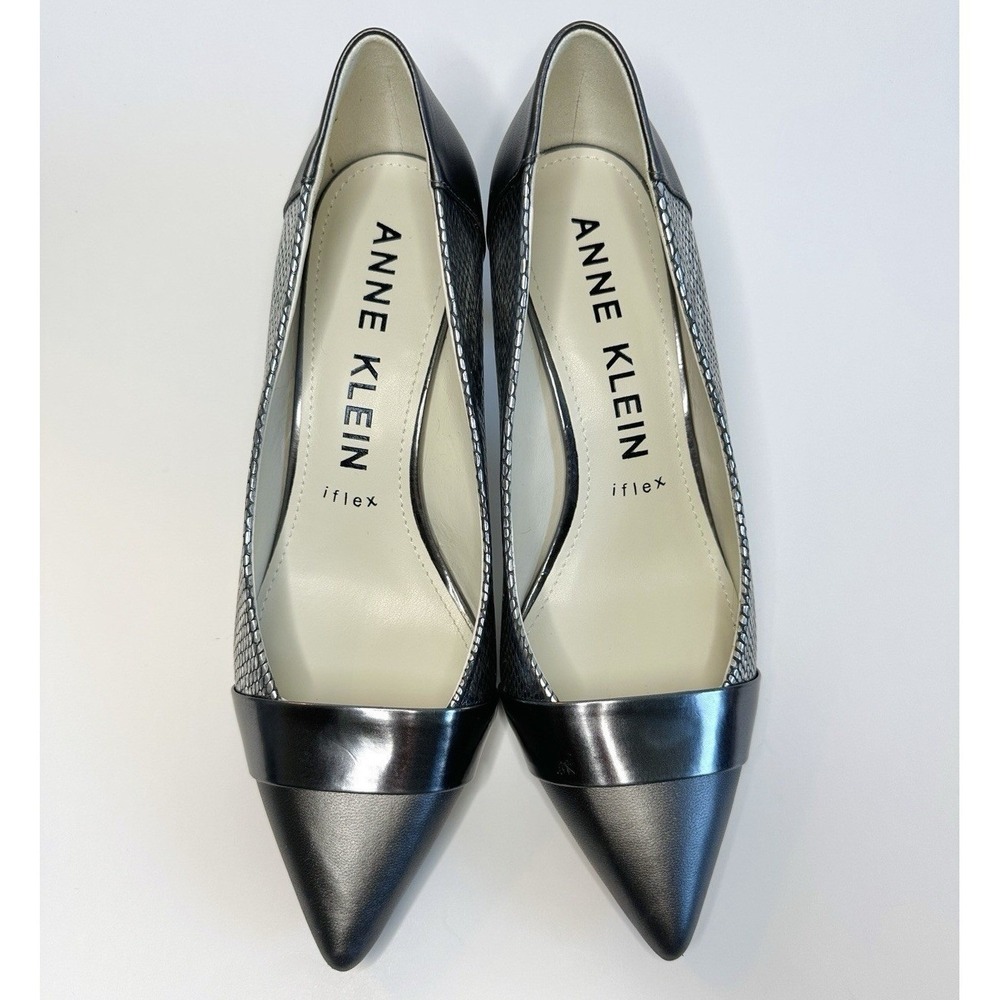 Anne Klein iflex Women's Pumps Size 8.5 M Pewter Black Multi Snakeskin Print NEW - Picture 2 of 9